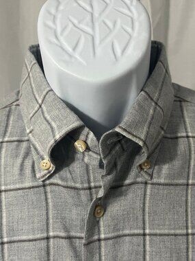 Stenströms Men’s Gray Brown White Fitted Body Long Sleeve Shirt 👔 Large L 16 ✨